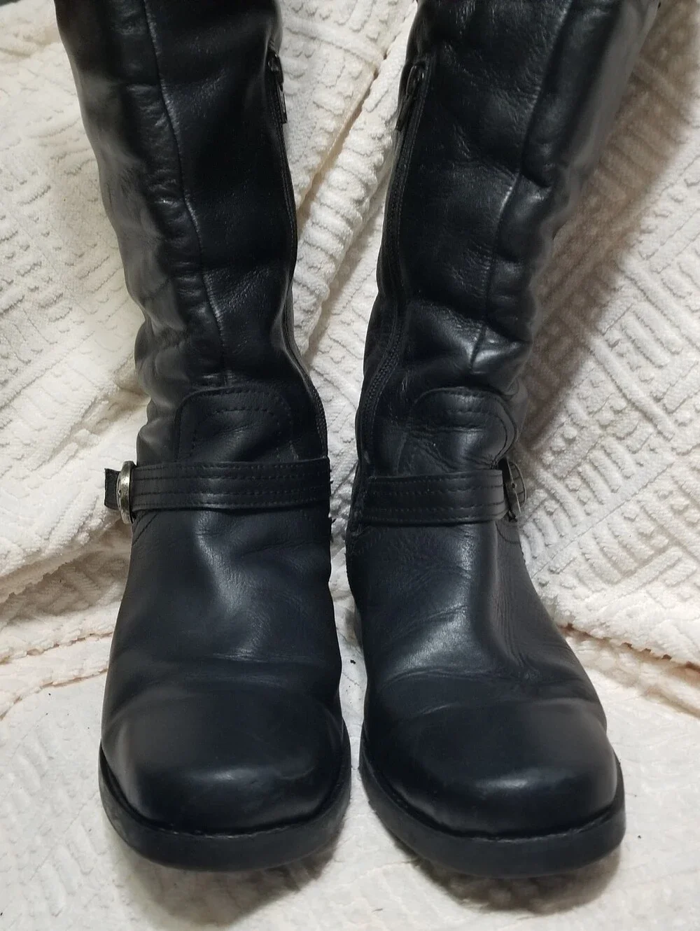 Andrea 10 Sleek Black Over-the-Knee Leather Riding Boots With Side Zipper